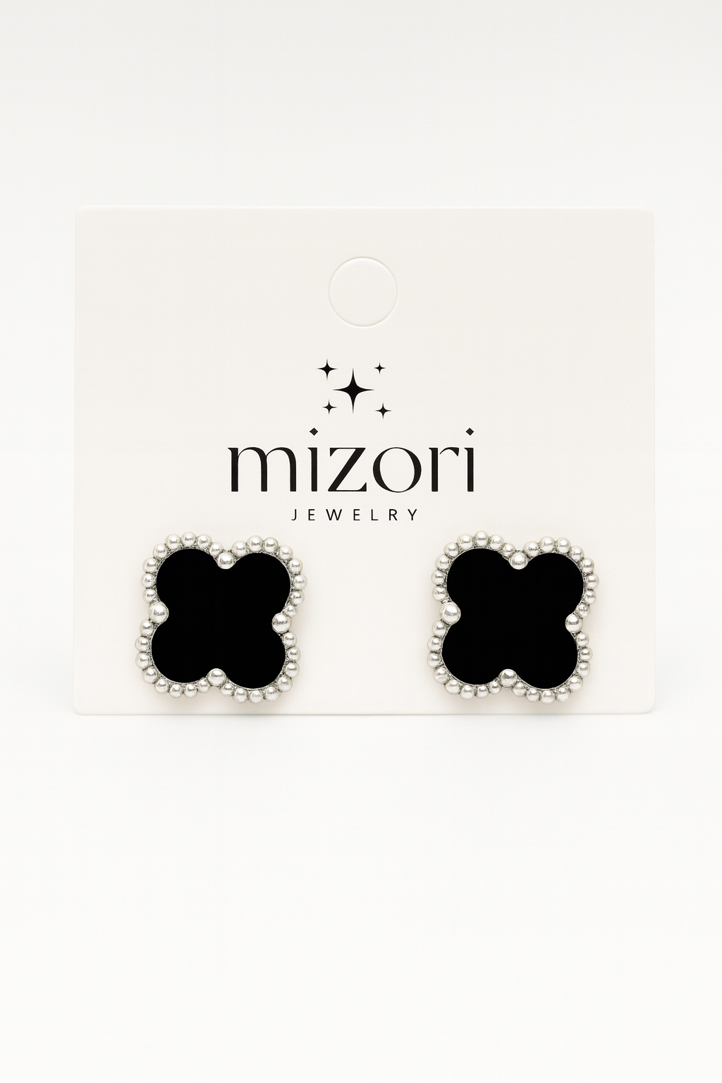 Clover Earrings - Black & Silver - Mizori Jewelry – Mizori Collection Clover Earrings - Black & Silver - Mizori Jewelry – Mizori Collection
